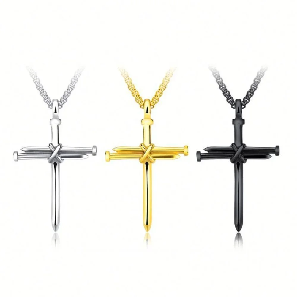 ❤️Stainless Steel CrossCharm Pendant Necklace , N90201P104